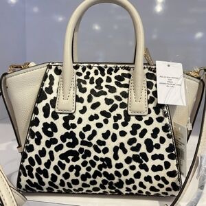 Michael Kors Cream and Black Animal Print Satchel